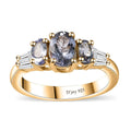 Peacock Tanzanite, White Zircon Ring in 18K Vermeil YG Over Sterling Silver (Size 10.0) 1.65 ctw - Sticky add to cart bar