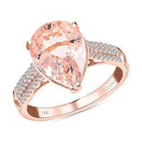 Certified & Appraised ILIANA 18K Rose Gold AAA Marropino Morganite and G-H SI Diamond Ring 3.15 Grams 3.80 ctw