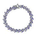 Tanzanite and White Zircon Bracelet in Platinum Over Sterling Silver (8.00 In) 7.60 ctw - Sticky add to cart bar