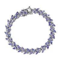 Tanzanite and White Zircon Bracelet in Platinum Over Sterling Silver (8.00 In) 7.60 ctw