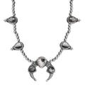 Artisan Crafted White Buffalo Squash Blossom Necklace 18 Inches in Black Oxidized Sterling Silver 36.30 ctw - Sticky add to cart bar