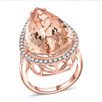 Certified & Appraised ILIANA 18K Rose Gold AAA Marropino Morganite and G-H SI Diamond Ring 7.50 Grams 21.00 ctw