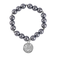 Terahertz 132.50 ctw Beaded Dragon Charm Stretch Bracelet in Silvertone