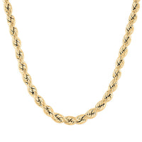 10K Yellow Gold 7mm Rope Chain Necklace 22 Inches 17 Grams