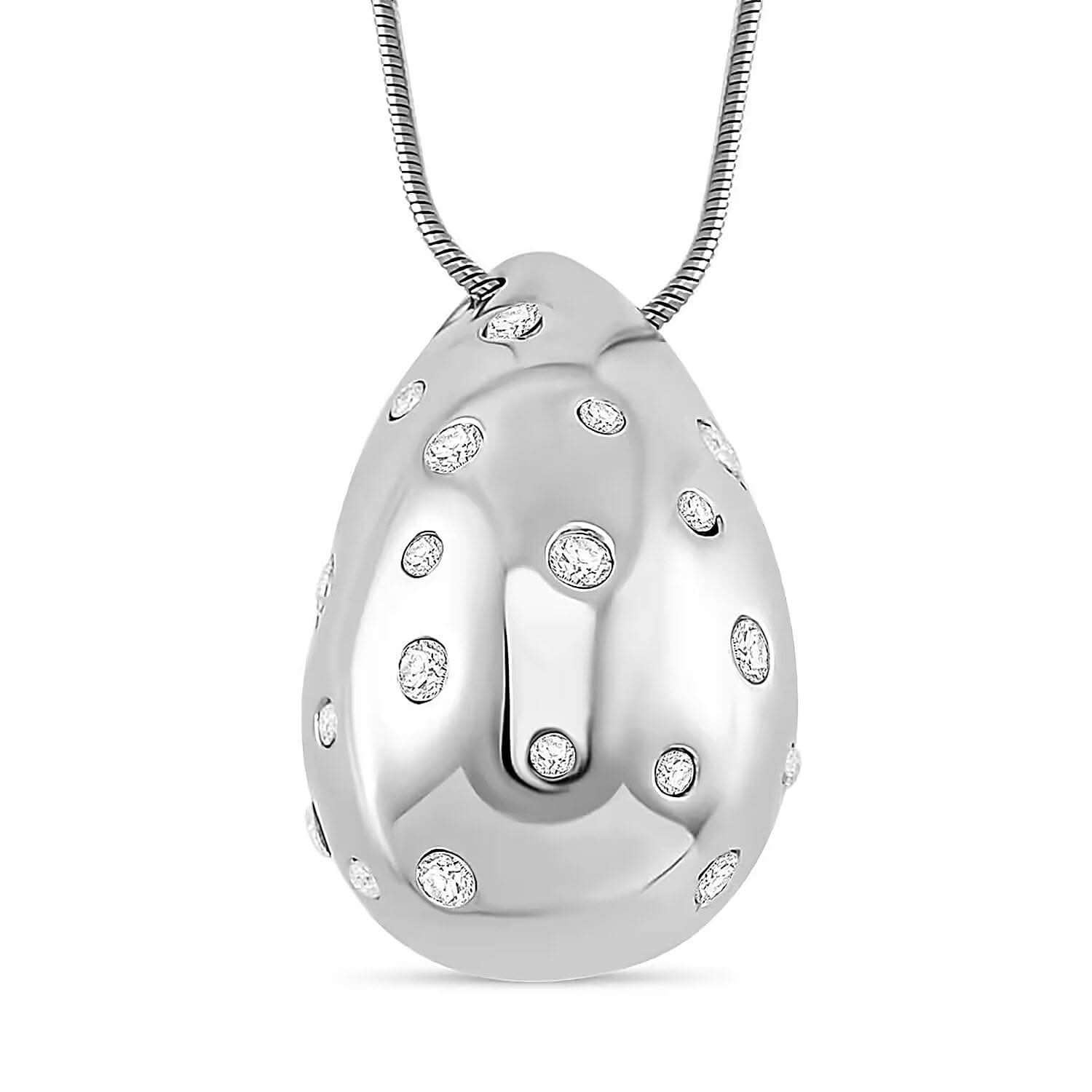 Simulated Diamond Necklace (20-22 Inches) in Stainless Steel 0.90 ctw