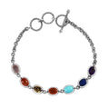Indian Artistry Multi Gemstone 9.10 ctw Seven Chakra Bracelet in Sterling Silver (6.50-8.0In) - Sticky add to cart bar