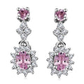 Narsipatnam Pink Spinel and White Zircon Dangling Earrings in Rhodium Over Sterling Silver 0.85 ctw - Sticky add to cart bar