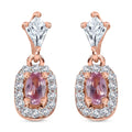 Narsipatnam Pink Spinel and White Zircon Dangling Earrings in 18K Vermeil Rose Gold Over Sterling Silver 1.15 ctw - Sticky add to cart bar