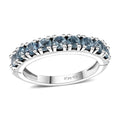 Santa Maria Aquamarine Eternity Band Ring in Rhodium Over Sterling Silver (Size 10.0) 1.00 ctw - Sticky add to cart bar