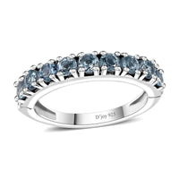 Santa Maria Aquamarine Eternity Band Ring in Rhodium Over Sterling Silver (Size 10.0) 1.00 ctw