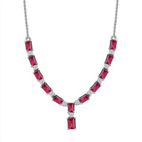 D'Joy Tanzanian Wine Garnet and Moissanite Necklace 18-20 Inches in Platinum Over Sterling Silver 10.80 ctw