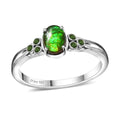 Canadian Ammolite (Ovl 7x5mm), Chrome Diopside Ring in Platinum Over Sterling Silver (Size 10.0) 0.07 ctw - Sticky add to cart bar