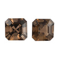 Set of 2 Asscher Cut AA Brazilian Smoky Quartz (Oct 12x12 mm) 14.48 ctw - Sticky add to cart bar