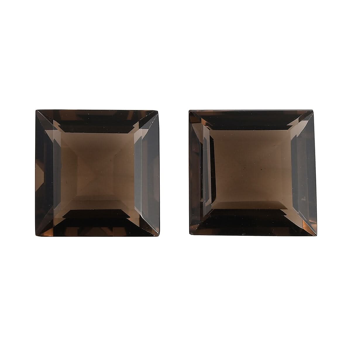 Set of 2 Brazilian Smoky Quartz (Sqr 12 mm) 12.90 ctw