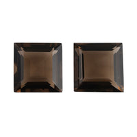 Set of 2 Brazilian Smoky Quartz (Sqr 12 mm) 12.90 ctw