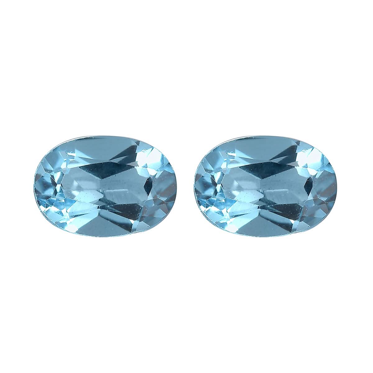 Set of 2 Swiss Blue Topaz (Oval 7x5 mm) 1.72 ctw Loose gemstone