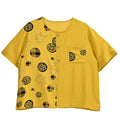 Yellow Square Pattern Round Neck Top - One Size Fits Most - Sticky add to cart bar