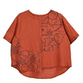 Orange Square Pattern Round Neck Top - One Size Fits Most - Sticky add to cart bar