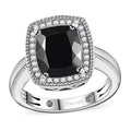 California Black Jade, White Zircon Ring in Rhodium Over Sterling Silver (Size 10.0) 3.20 ctw - Sticky add to cart bar