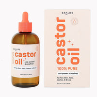 SpaLife Castor Oil 100% Pure - For Hair, Skin, Lashes & Brows 8oz