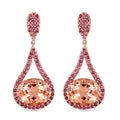 Luxoro AAA Marropino Morganite and Morro Redondo Pink Tourmaline 3.85 ctw Dangling Earrings in 14K Rose Gold 8 Grams - Sticky add to cart bar