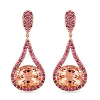 Luxoro AAA Marropino Morganite and Morro Redondo Pink Tourmaline 3.85 ctw Dangling Earrings in 14K Rose Gold 8 Grams