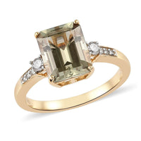 LUXORO 14K Yellow Gold Premium AA Turkizite and Diamond G-H I2 Ring (Size 8.0) 3.35 Grams 4.20 ctw