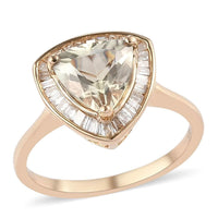LUXORO 14K Yellow Gold AAA Turkizite and Diamond G-H I3 Halo Ring (Size 10.0) 2.50 Grams 2.00 ctw