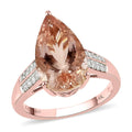 LUXORO 14K Rose Gold AAA Marropino Morganite and G-H I3 Diamond Ring (Size 10.0) 4 Grams 5.25 ctw - Sticky add to cart bar