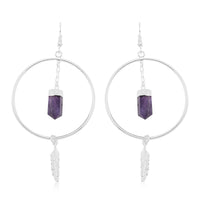 African Amethyst Earrings in Silvertone 18.05 ctw
