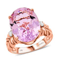 Certified & Appraised Luxoro 10K Rose Gold AAA Martha Rocha Kunzite, Diamond (G-H, I2) Ring (Size 10.0) (5 g) 12.00 ctw - Sticky add to cart bar