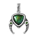 Artisan Crafted Canadian Ammolite and Chrome Diopside Pendant in Sterling Silver 0.10 ctw - Sticky add to cart bar