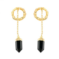 Obsiddian Earrings in Goldtone 17.00 ctw