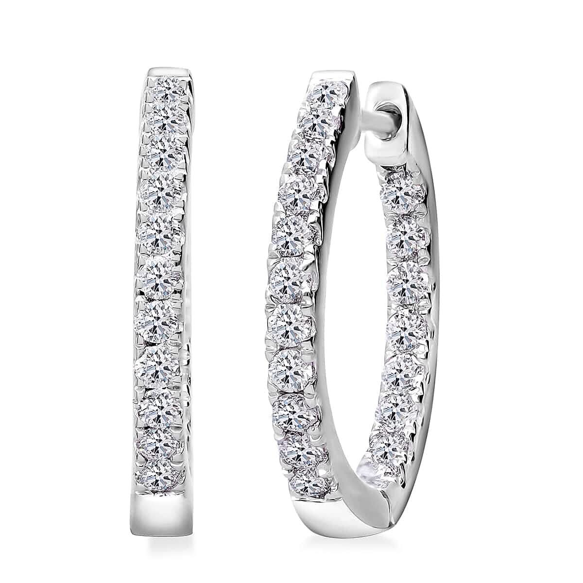 Luxuriant Lab Grown Diamond (VS) Hoop Earrings in Platinum Over Sterling Silver 0.75 ctw