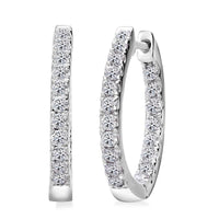Luxuriant Lab Grown Diamond (VS) Hoop Earrings in Platinum Over Sterling Silver 0.75 ctw