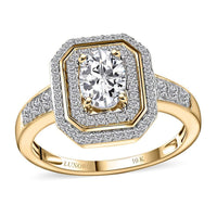 Luxoro 10K Yellow Gold Moissanite (Ovl 7x5mm) Ring (Size 7.0) 1.50 ctw