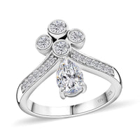 Moissanite Ring in Rhodium Over Sterling Silver 1.30 ctw