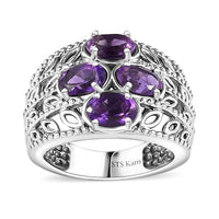 Karis African Amethyst Ring in Platinum Bond (Size 10.0) 1.75 ctw