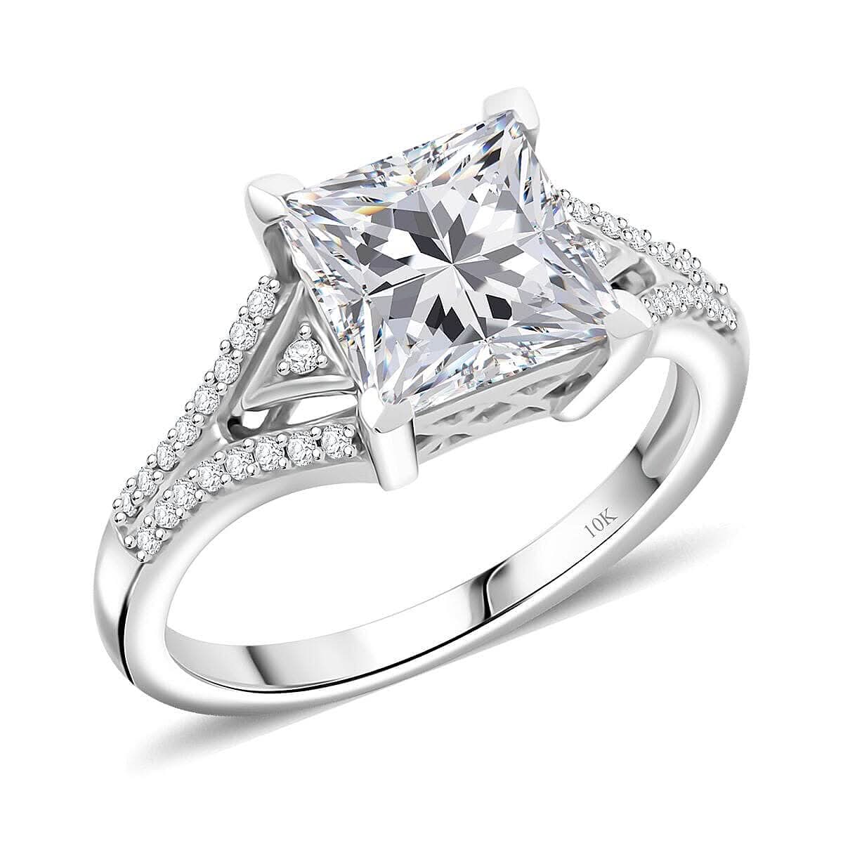 10K White Gold Moissanite (Sqr 8mm) Ring (Size 8.0) 3.00 ctw