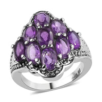 African Amethyst Ring in Stainless Steel (Size 10.0) 3.85 ctw