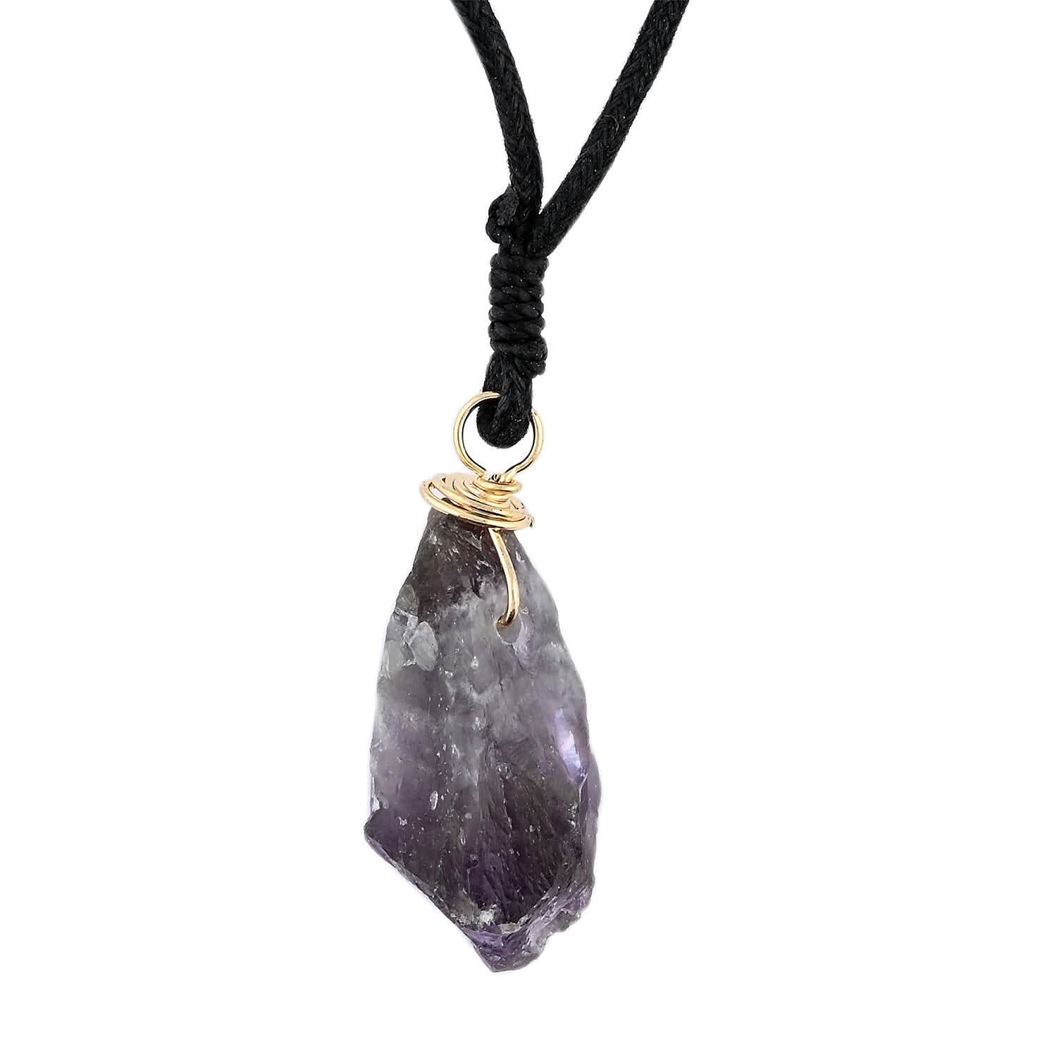 Amethyst Pendant with Cloth Necklace (22 Inches) in Goldtone 82.50 ctw