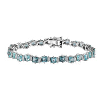 Epic Deal Premium Batroke Blue Apatite, Moissanite Bracelet in Rhodium Over Sterling Silver (6.50 In) 11.00 ctw