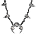 Artisan Crafted White Buffalo Squash BlossomNecklace 18 Inches in Black Oxidized Sterling Silver 36.15 ctw - Sticky add to cart bar