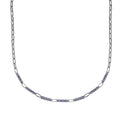 Tanzanite Paper Clip Chain Necklace 20 Inches in Rhodium Over Sterling Silver 3.65 ctw - Sticky add to cart bar