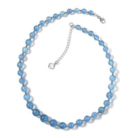 Aquamarine Beaded Necklace 18-20 Inches in Rhodium Over Sterling Silver 185.00 ctw