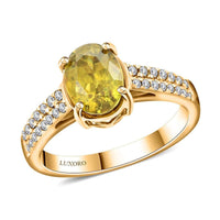 Certified & Appraised Luxoro 14K Yellow Gold AAA Sphene, Diamond (G-H, I2) (0.24 cts) Ring (Size 6.0) 1.75 ctw