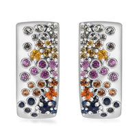 GP Royal Art Deco Collection Multi Sapphire Earrings in Rhodium Over Sterling Silver 1.90 ctw