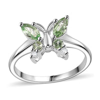 Brazilian Mint Garnet, White Zircon Butterfly Ring