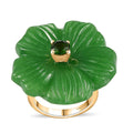 Green Jade Carved, Chrome Diopside Floral Ring in Vermeil YG Over Sterling Silver (Size 7.0) 42.65 ctw - Sticky add to cart bar