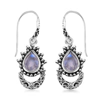 Bali Legacy Moon Glow Moonstone Half Moon Earrings in Sterling Silver 3.25 ctw